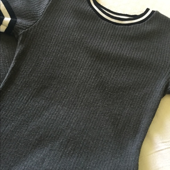 SOLD Ribbed Ringer Body Con Gray Dress - Picture 3 of 3